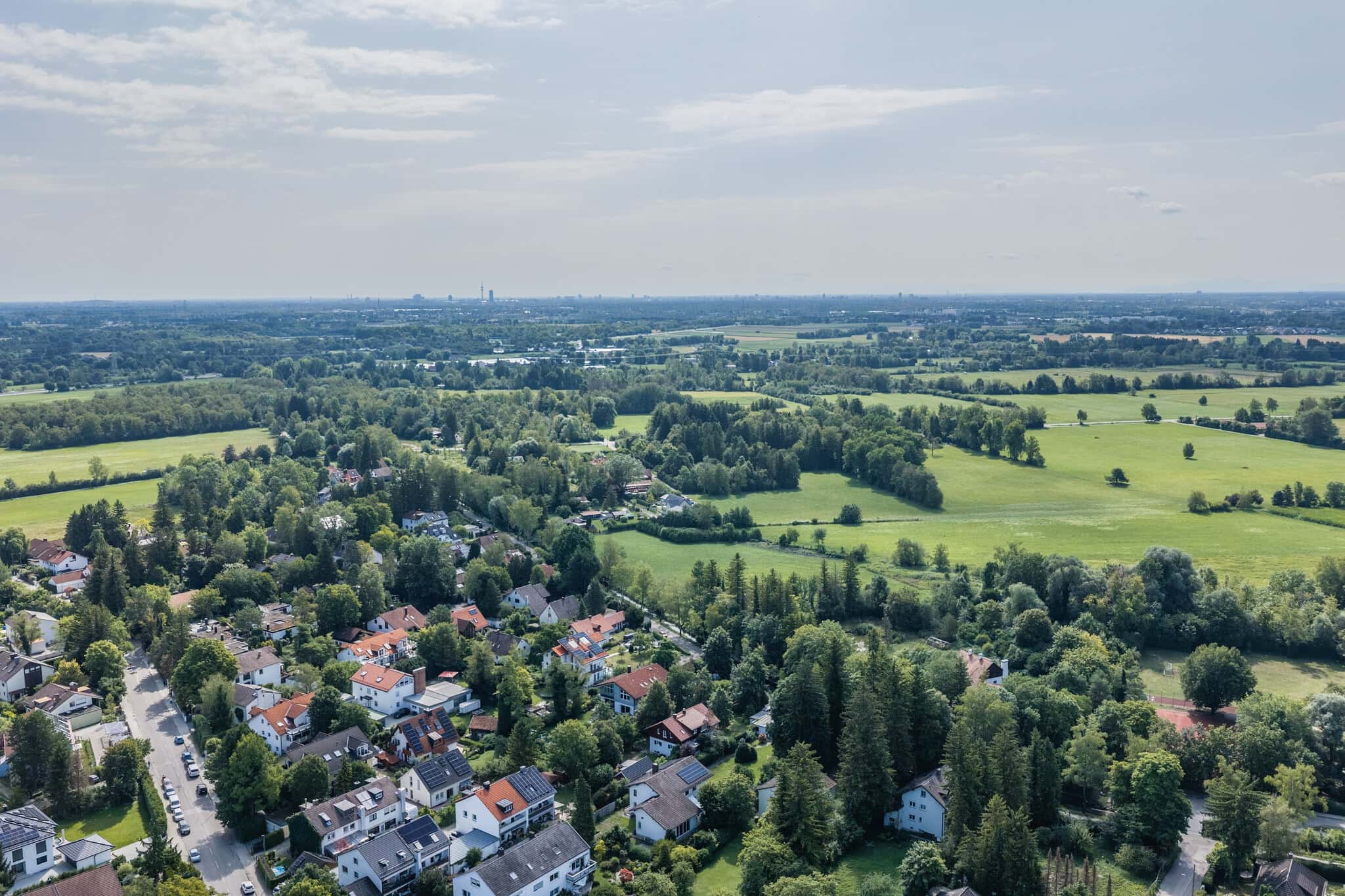 Panoramablick über Gröbenzell Richtung München
